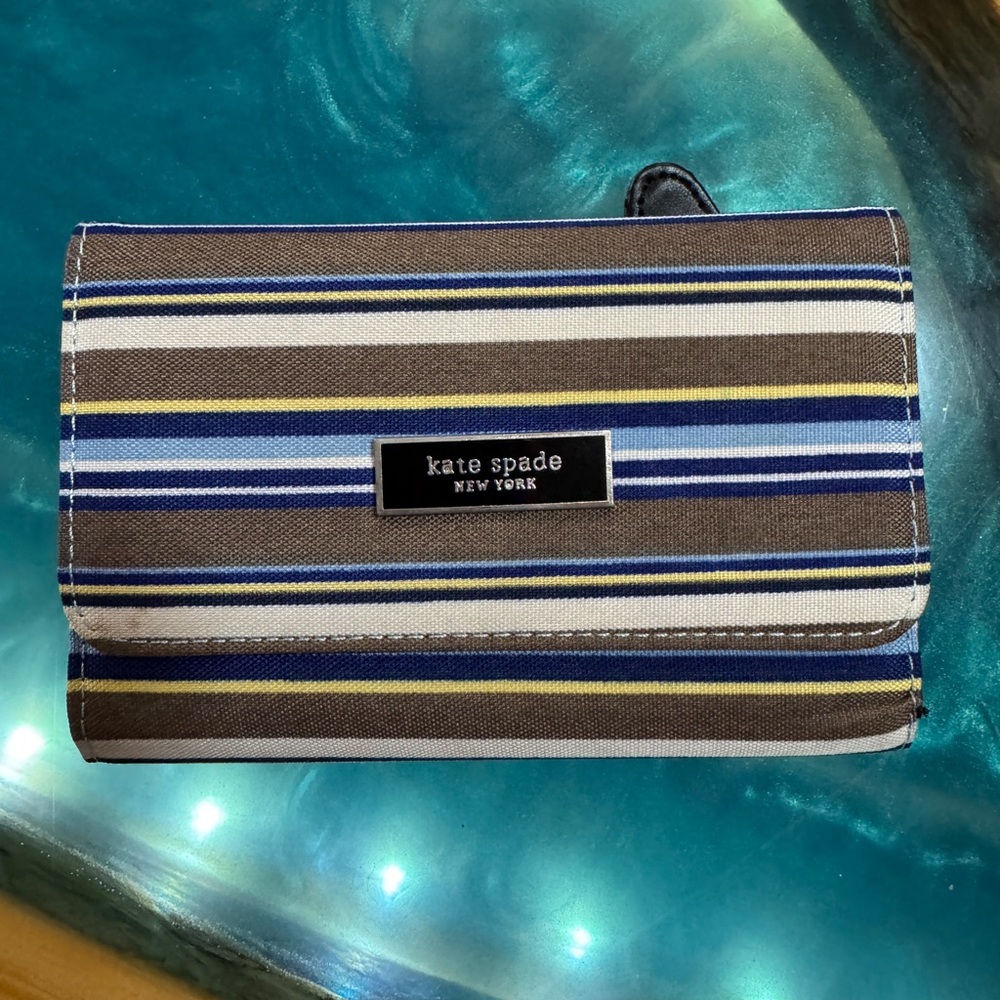 Kate Spade Striped Wallet - Brown, Blue, White